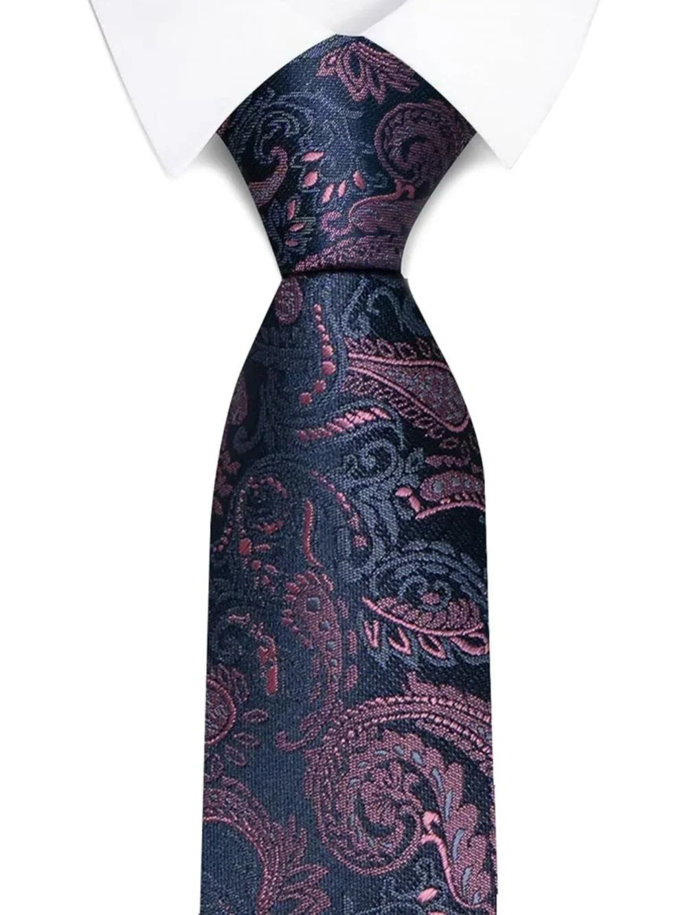 🆕Men's Gray & Pink 100%Microfiber Paisley Slim Formal Necktie For Wedding Dress